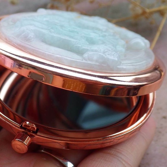 Certified Green Red 100% Natural A Jade jadeite Dragon Spit Bead Mirror - Picture 6 of 10